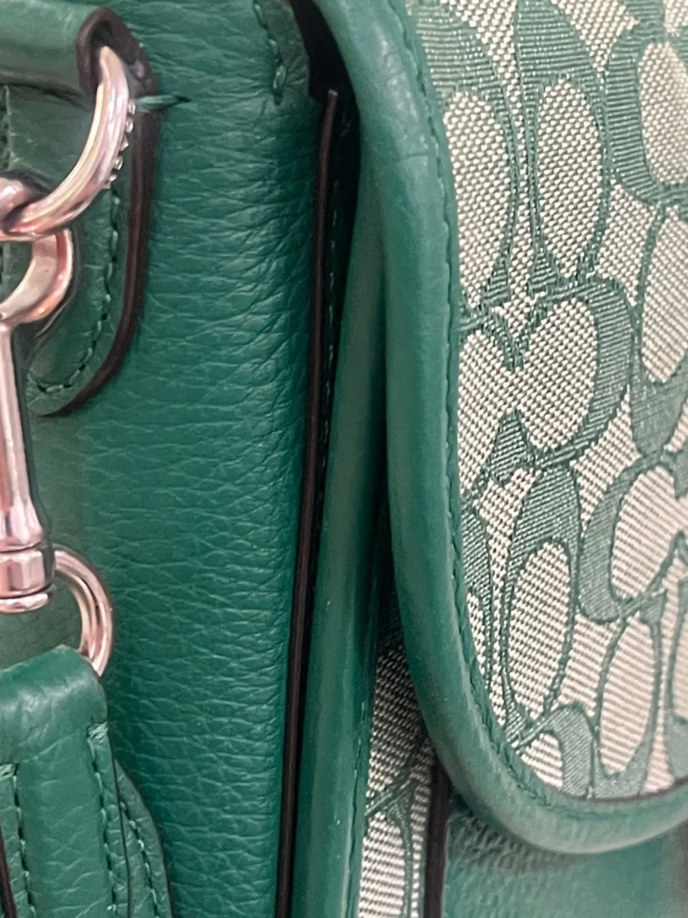 Coach Green Signature Jacquard Crossbody Shoulder Bag - Picture 14 of 15